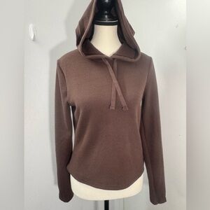 Faced Rose Women's Hoodie Pullover Sweatshirt Brown Long Sleeves Stripe …